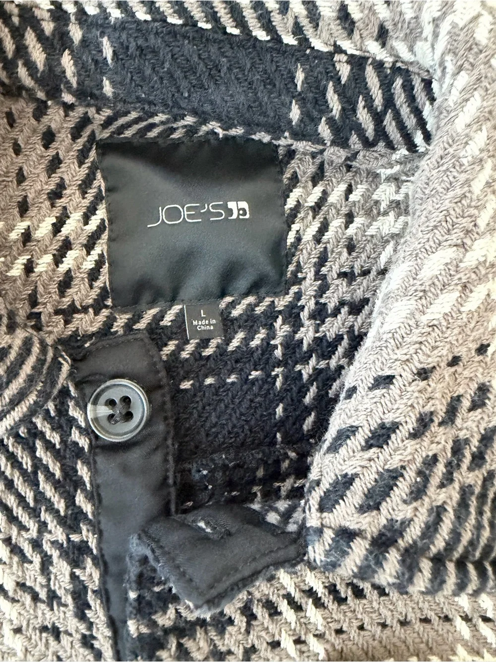 Joe’s Jeans Plaid Wool Blend Shirt Jacket Shacket Gray Black Size L